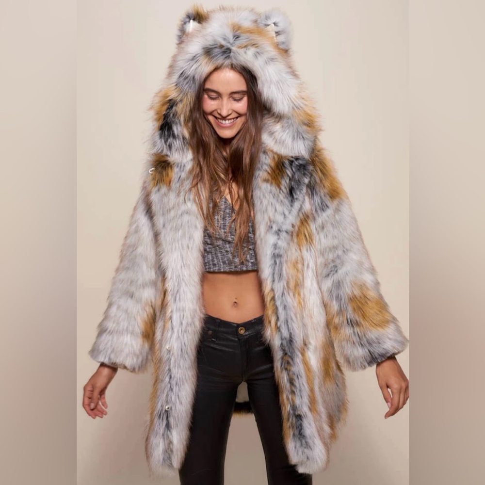 SpiritHoods Arctic Fox Faux Fur Hooded Coat, Large